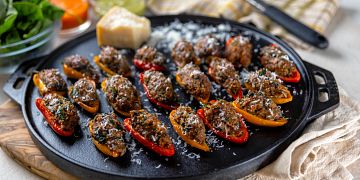 Beef & Couscous Stuffed Baby Bell Peppers